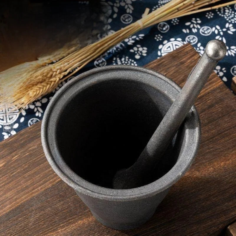 Pilão e Almofariz de Alumínio Tradicional — Para Pimenta, Alho e Ervas