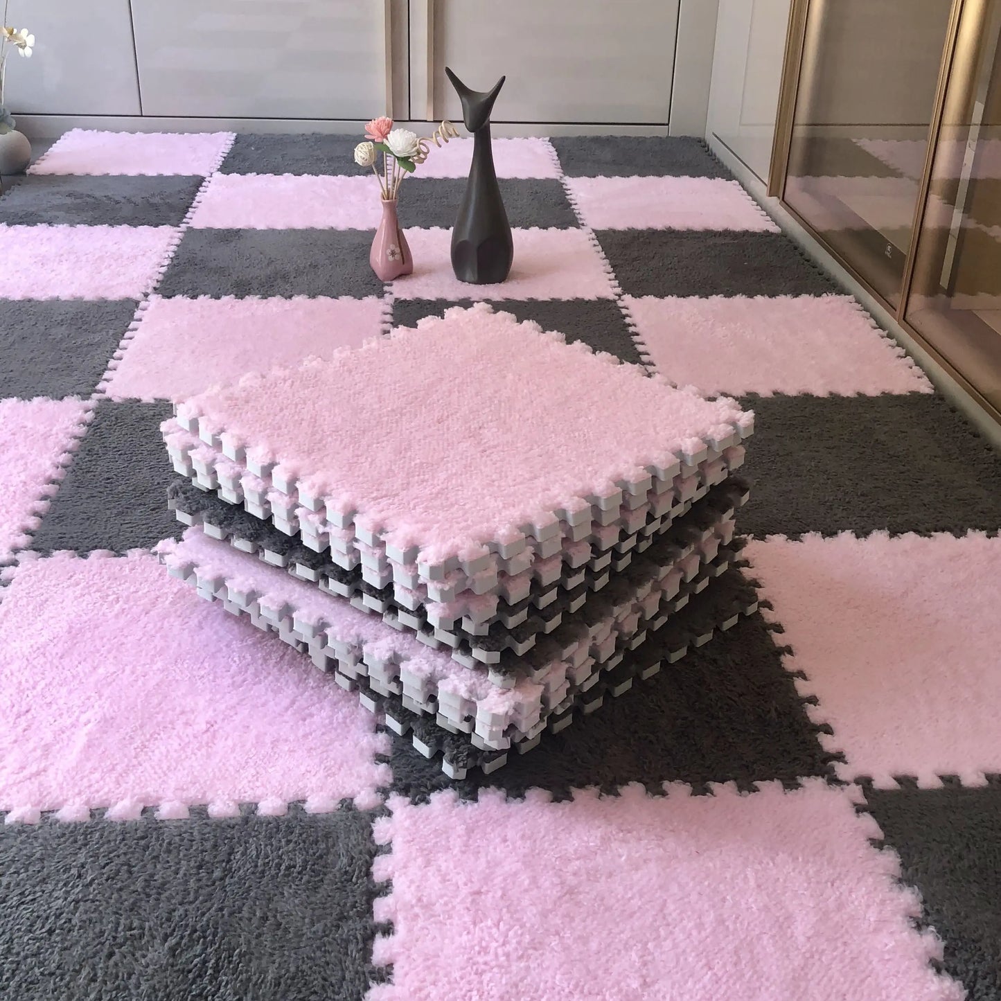 20pcs Splicing Mat Ins Style Room Carpet, Bedroom, Children'S Bedside Blanket, Stain Resistant Living Room,  Floor Mat 30*30 Cm