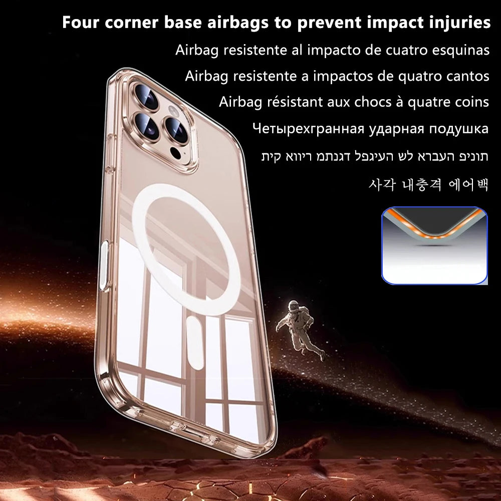 Magnetic Attraction Clear Original Case For Iphone 16 15 14 13 12 Mini 17 Air 11 Pro Max 7 8 Plus Xs Xr Se Magsafe Magnet Cover