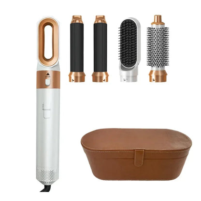 Kit 5 em 1 Secador e Pente Térmico Profissional — Prancha, Cachos e Styling