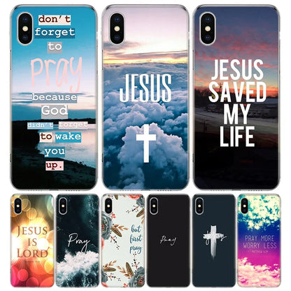 God Jesus Pray For iPhone 17 Air 16 15 14 Plus 13 Mini 12 11 Pro Max Phone Case 16E 7 Print 8 SE Fundas Cover Soft Coque 16 15 1