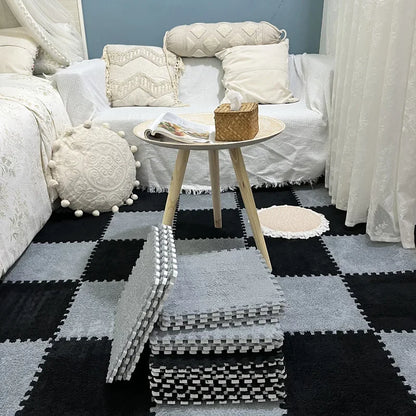 Puzzles Carpet Soft Plush Mat Baby Play Mat Baby Toys in Children's Room Keep Warm Anti-slip Home Decor Rugs 30*30*1CM