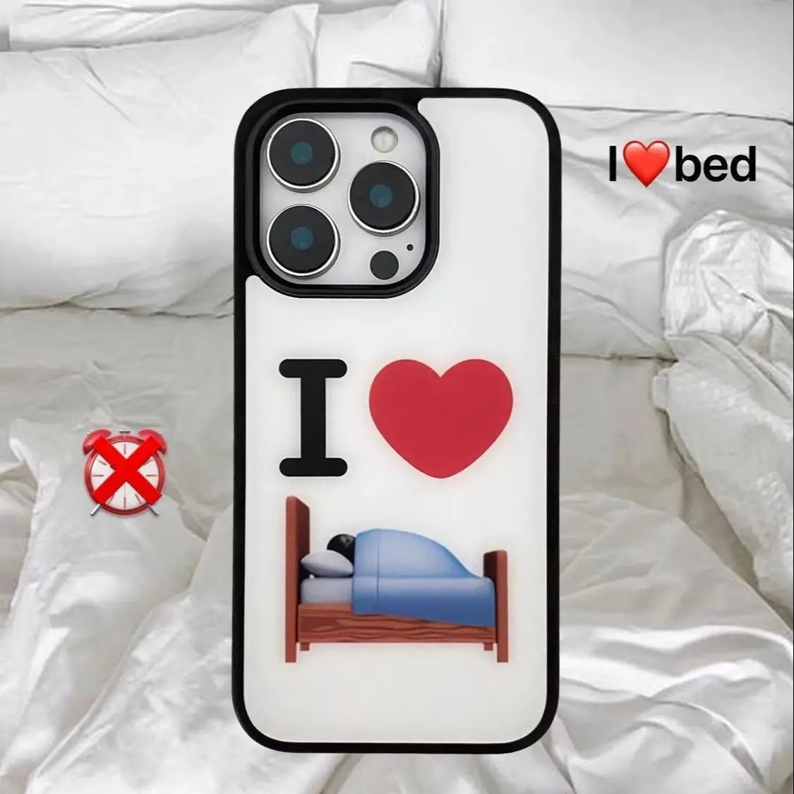 Anti-Fall Fashion Simple I Love Bed Phone Case For iPhone 17AIR 17 16 15 14 13 12 11 Pro Max 7 8 Plus Mini X XR XS MAX Y2K Cover