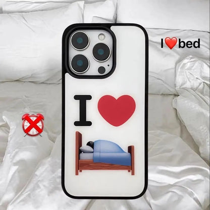 Anti-Fall Fashion Simple I Love Bed Phone Case For iPhone 17AIR 17 16 15 14 13 12 11 Pro Max 7 8 Plus Mini X XR XS MAX Y2K Cover