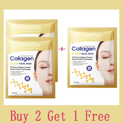 Máscara Facial de Colágeno Coreana 10 Unidades — Anti-Rugas, Firmeza e Hidratação