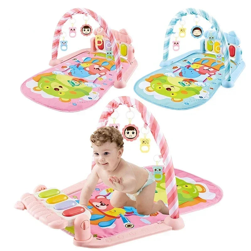 Baby Toys Pedal Piano Toy Music Fitness Rack Newborn Fitness Equipment Game Mat Prone Time Activity Gymnastics Mat 0-1 Years Old
