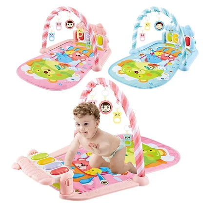 Baby Toys Pedal Piano Toy Music Fitness Rack Newborn Fitness Equipment Game Mat Prone Time Activity Gymnastics Mat 0-1 Years Old