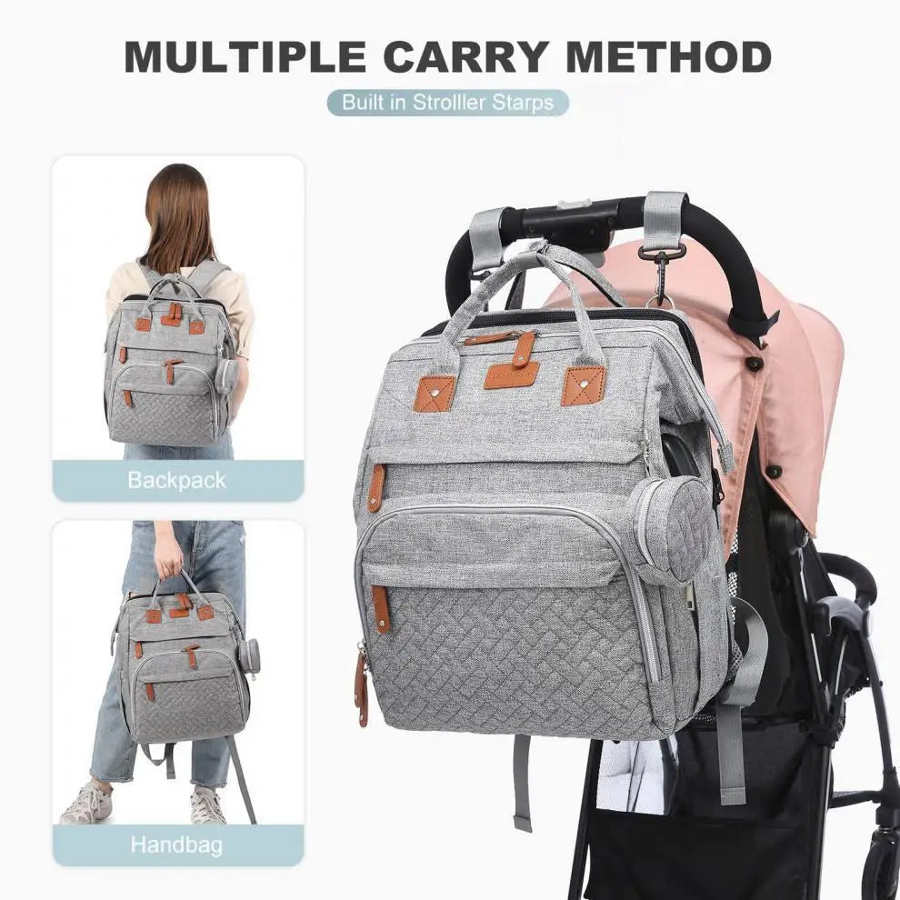 Multifunctional Bed Diaper Backpack Baby Girl Boy Nappy Changing Bag Large Capacity Folding Crib Nursing Mommy Bag for Travel