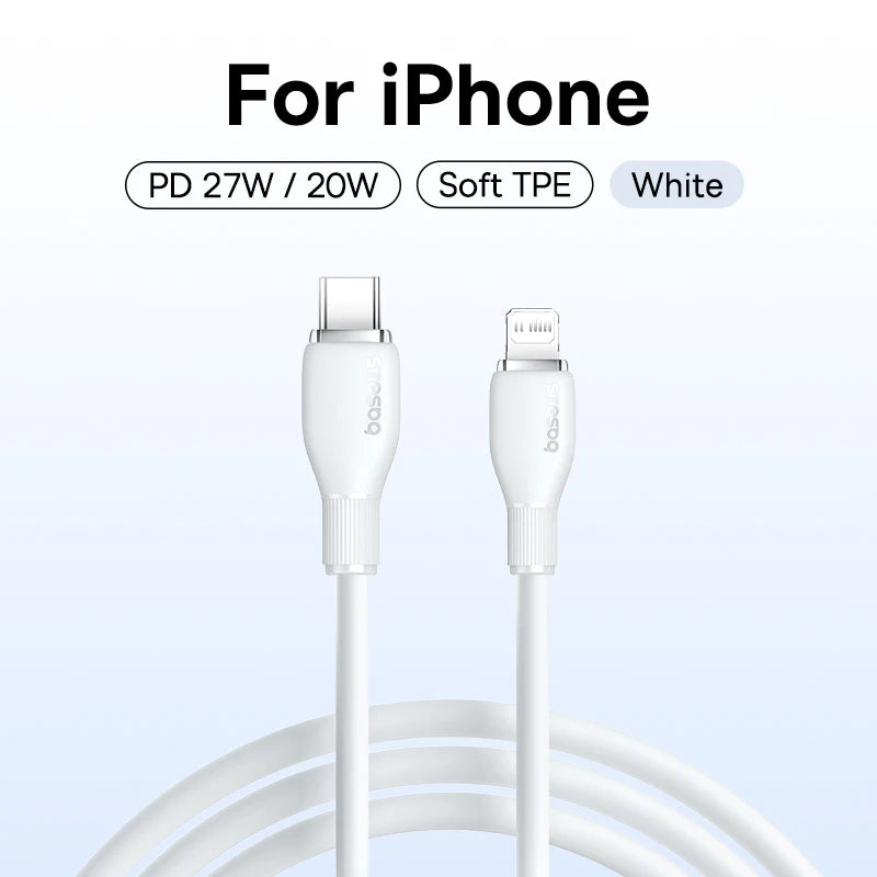Cabo USB-C Baseus 20W — Carga Rápida para iPhone, iPad e MacBook | 1,2m ou 2m