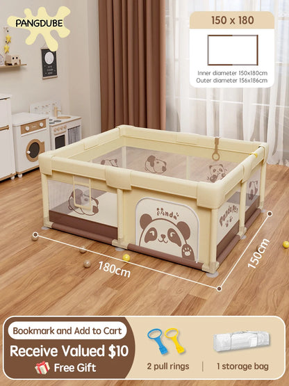 PANGDUBE Baby Playpen Cute Indoor Play Yard Large Kid Playpen with Storage Bag Safety Activity Fence for Toddlers Playground