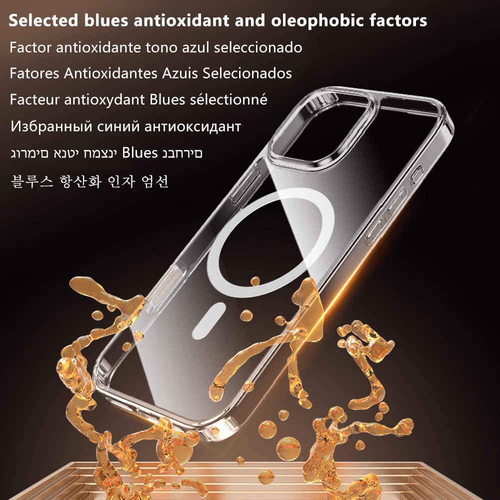 Magnetic Attraction Clear Original Case For Iphone 16 15 14 13 12 Mini 17 Air 11 Pro Max 7 8 Plus Xs Xr Se Magsafe Magnet Cover