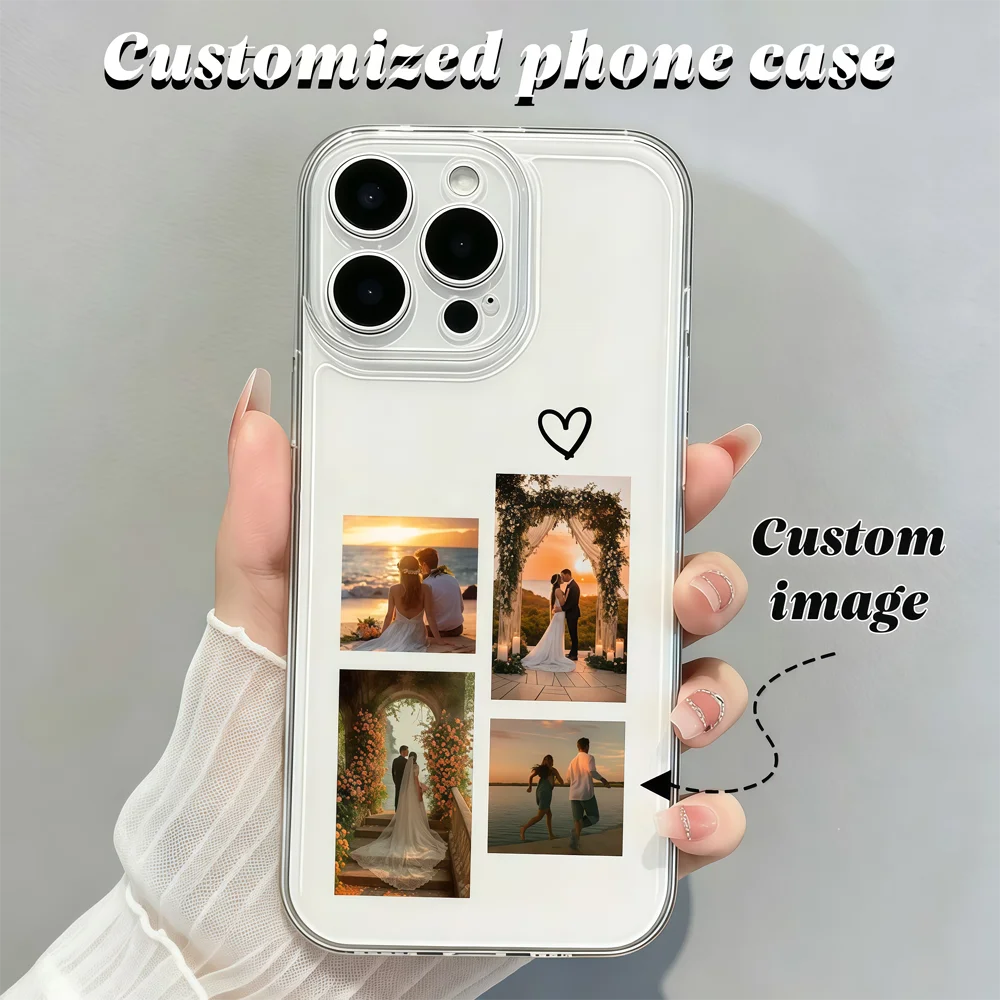 DIY iPhone 17 16 15 14 13 12 11 Pro 11 12 Mini XS Max XR 8 7 6 Plus Air Customized Photo Transparent Phone Protective Case