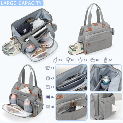 PANGDUBE Diaper Bags with 1pc Pacifier Bag Dad Mom Backpack for Travel Mommy Backpack for Baby Accessories Maternity Bag