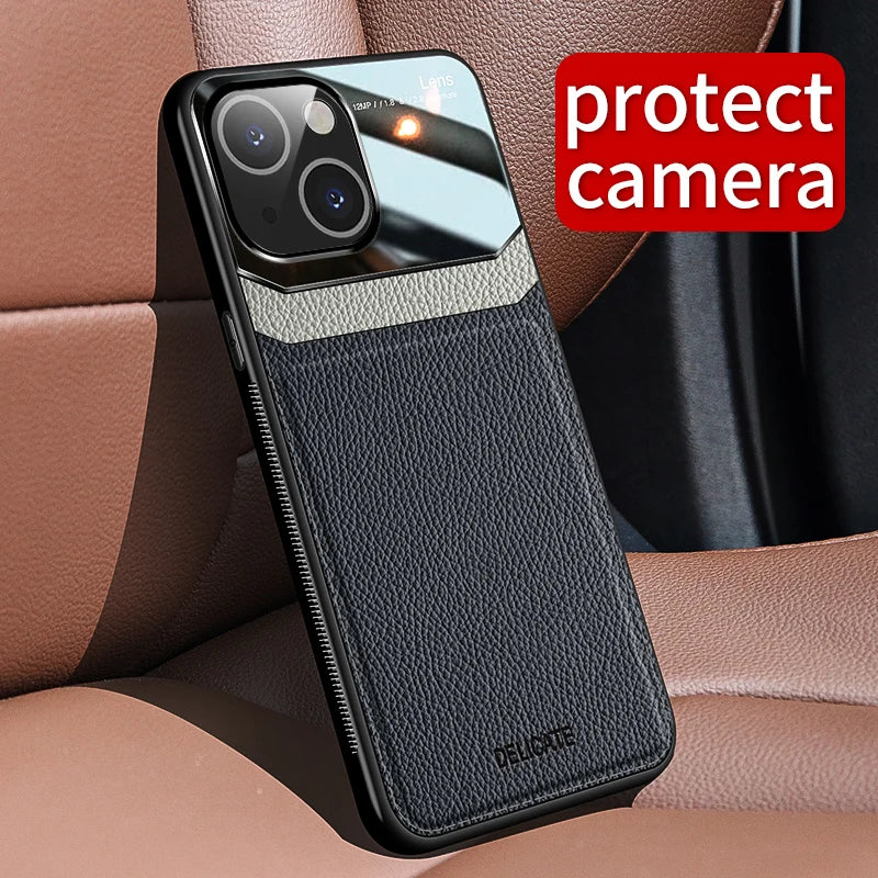 For iPhone 13 Magnetic Leather Case Back Cover Camera Protection iPhone 14 Phone Funda iPhone 15/iPhone 13 Mini/iPhone 13 Pro