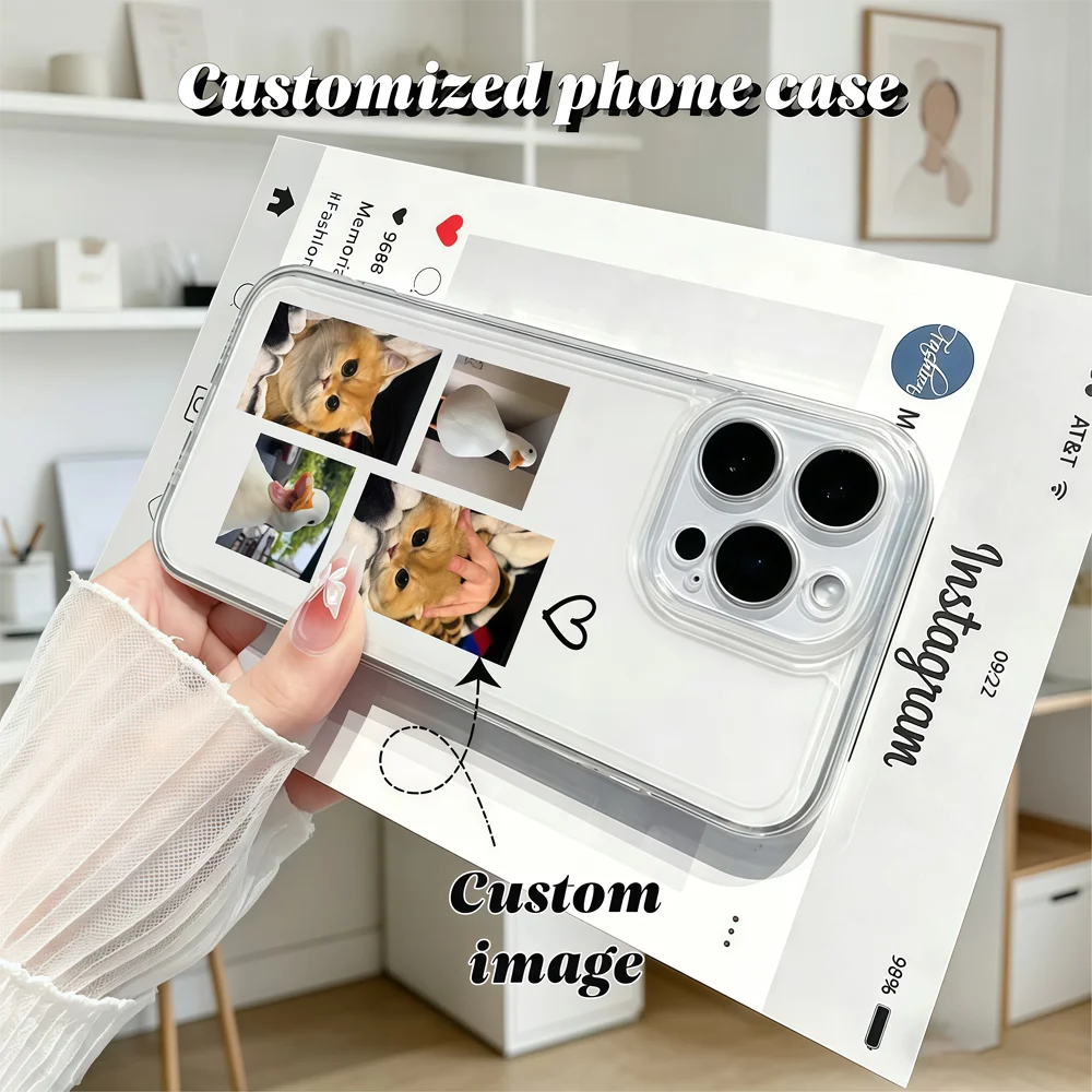 DIY iPhone 17 16 15 14 13 12 11 Pro 11 12 Mini XS Max XR 8 7 6 Plus Air Customized Photo Transparent Phone Protective Case