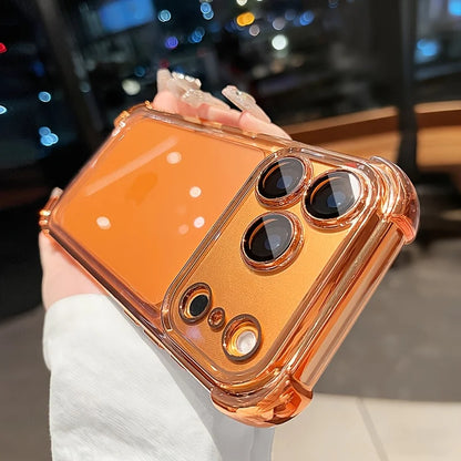 Capa Transparente com Galvanização Luxo para iPhone 11 ao 17 Pro Max — Protetor de Lente