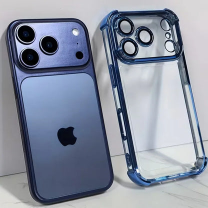 Capa Transparente com Galvanização Luxo para iPhone 11 ao 17 Pro Max — Protetor de Lente