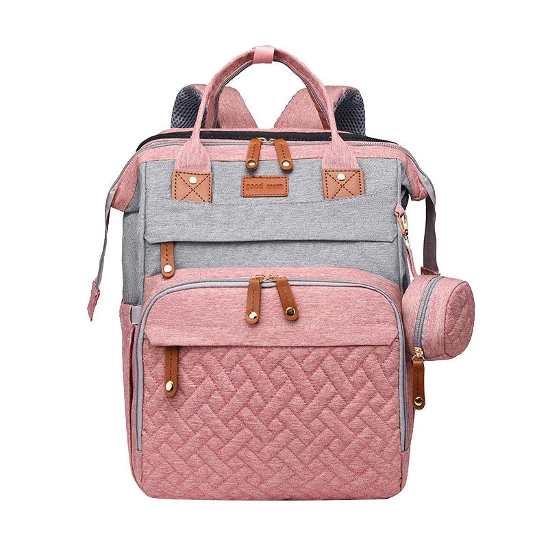 Multifunctional Bed Diaper Backpack Baby Girl Boy Nappy Changing Bag Large Capacity Folding Crib Nursing Mommy Bag for Travel