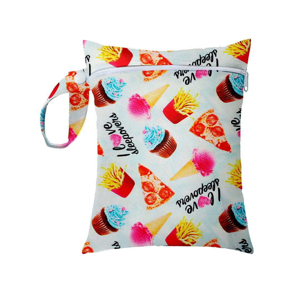 Mini Size 25x20cm Diaper Bag Waterproof Reusable Mummy Bag Printed Pocket Nappy Bags PUL Travel Wet Dry Bags Purple Color