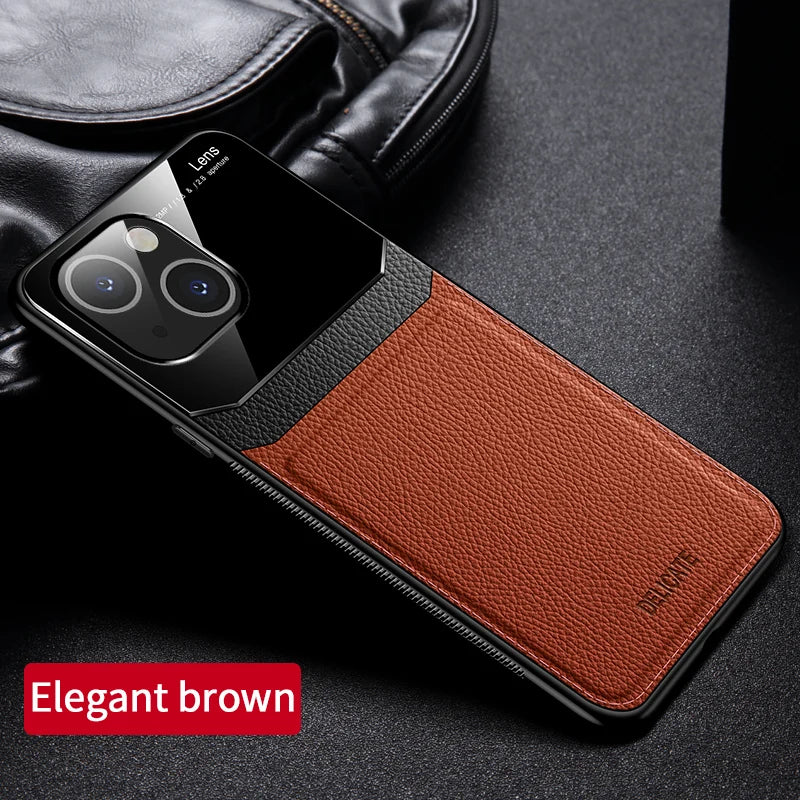 For iPhone 13 Magnetic Leather Case Back Cover Camera Protection iPhone 14 Phone Funda iPhone 15/iPhone 13 Mini/iPhone 13 Pro