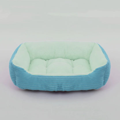 Cama Quadrada para Cães e Gatos — Pelúcia Macia, Almofada Calmante, Uso Inverno