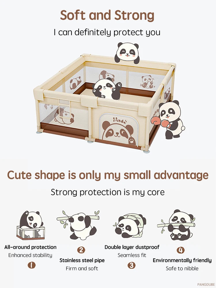 PANGDUBE Baby Playpen Cute Indoor Play Yard Large Kid Playpen with Storage Bag Safety Activity Fence for Toddlers Playground
