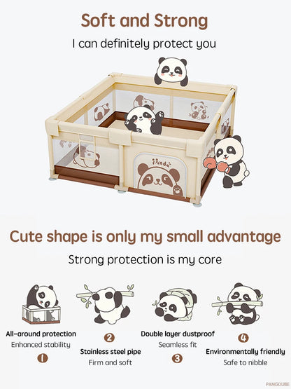 PANGDUBE Baby Playpen Cute Indoor Play Yard Large Kid Playpen with Storage Bag Safety Activity Fence for Toddlers Playground