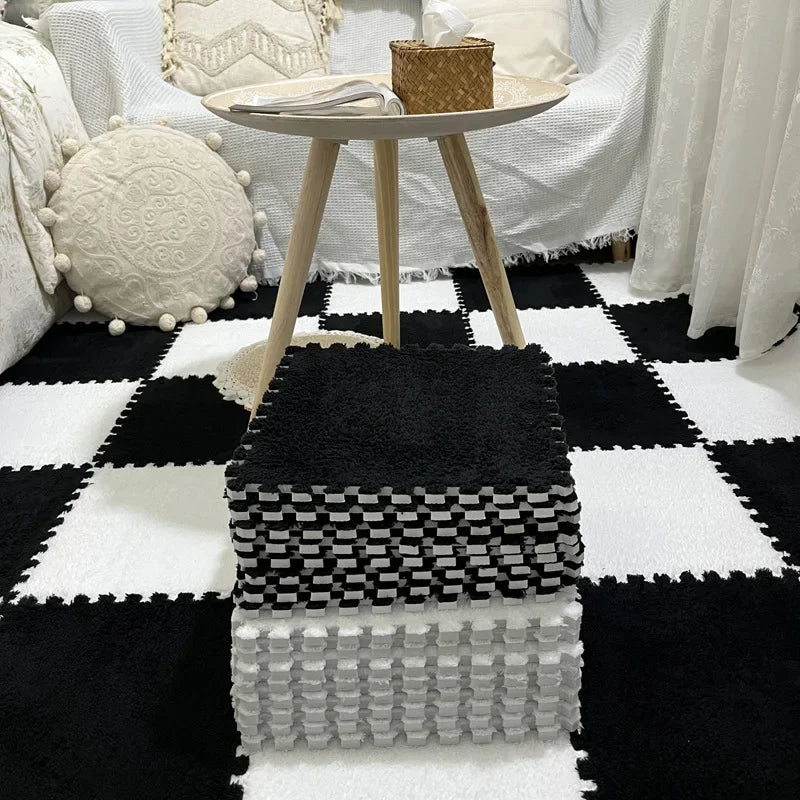 Puzzles Carpet Soft Plush Mat Baby Play Mat Baby Toys in Children's Room Keep Warm Anti-slip Home Decor Rugs 30*30*1CM