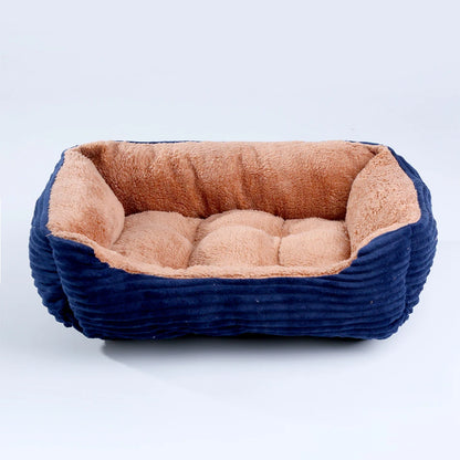 Cama Quadrada para Cães e Gatos — Pelúcia Macia, Almofada Calmante, Uso Inverno