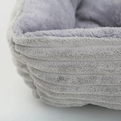 Cama Quadrada para Cães e Gatos — Pelúcia Macia, Almofada Calmante, Uso Inverno