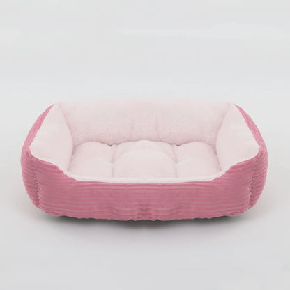 Cama Quadrada para Cães e Gatos — Pelúcia Macia, Almofada Calmante, Uso Inverno