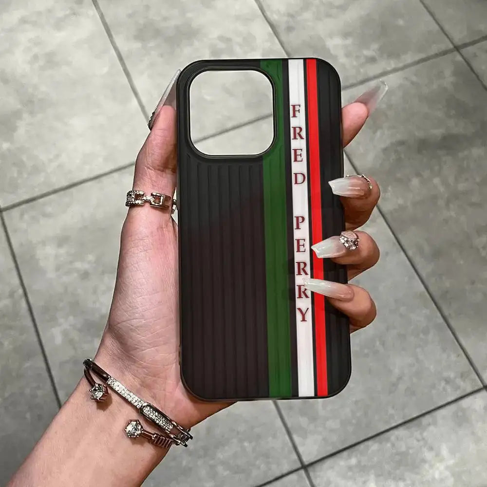 F-Fred Luxuxy Perry For IPhone 17 16 15 Plus Pro Max 12 14 Plus 11 13 Wave Corrugated Stripe Funda Phone Cover