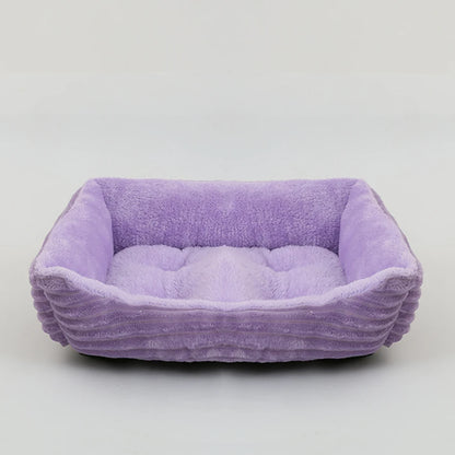 Cama Quadrada para Cães e Gatos — Pelúcia Macia, Almofada Calmante, Uso Inverno