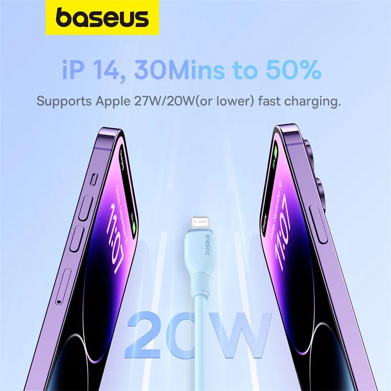 Cabo USB-C Baseus 20W — Carga Rápida para iPhone, iPad e MacBook | 1,2m ou 2m