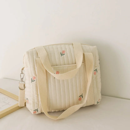 Cute Bear Baby Stroller Nappy Bag Korea Embroidery Flower Mommy Bag Soft Maternity Shoulder Pack Portable Baby Diaper Organizer