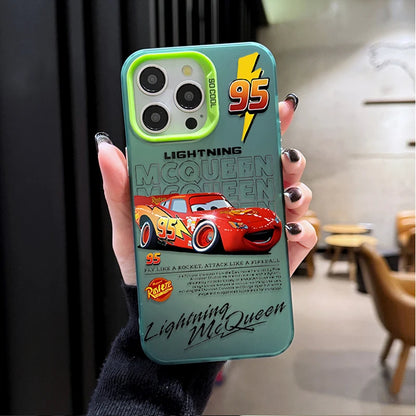 Lightning McQueen and Sally Plating Phone Case for iPhone 17 16 15 14 13 12 11 Pro Max Plus 17 Air 16E X XR XS Max Back Cover