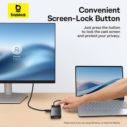 Hub USB-C Baseus 10 em 1 — Dual HDMI 8K+4K, USB 3.2 10Gbps, RJ45, SD/TF, PD 100W