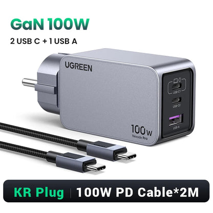 Carregador UGREEN 100W GaN — USB-C QC 4.0 | MacBook, iPhone 17 e Tablet