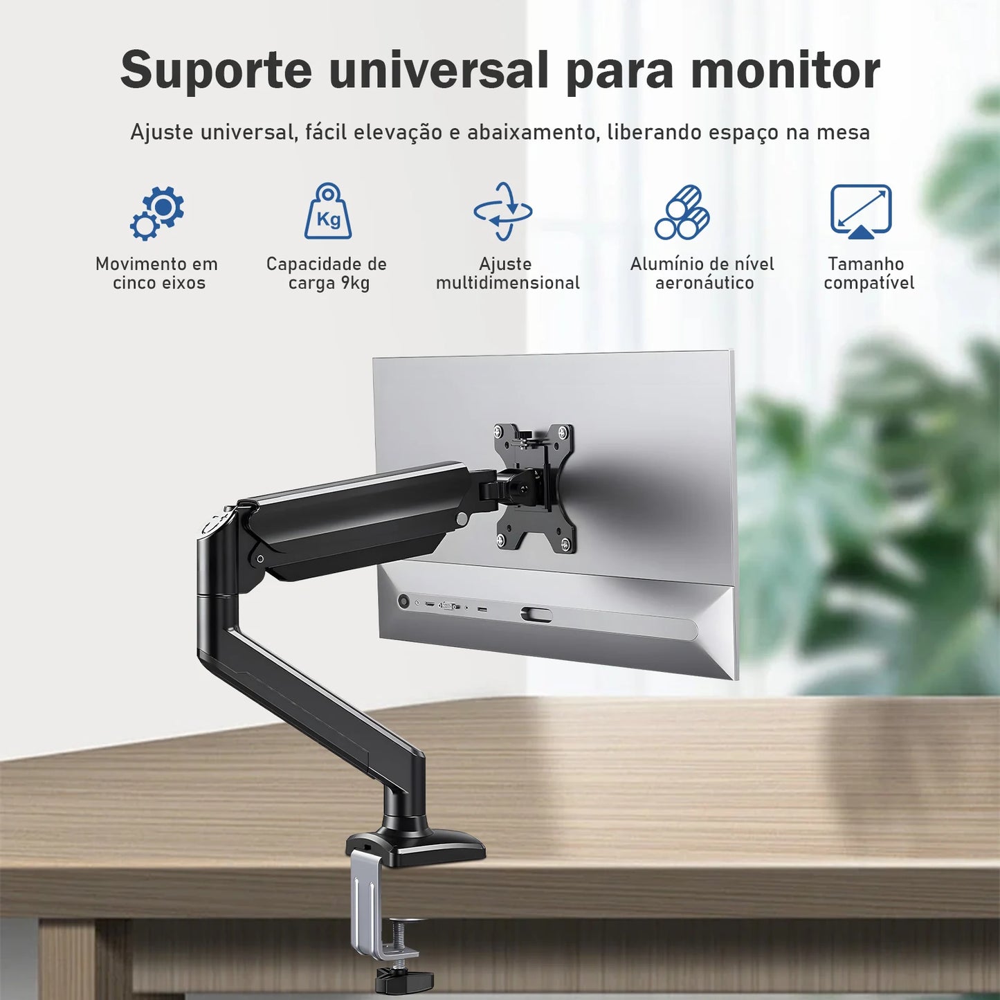 Suporte Articulado para Monitor 17-34" — Braço Articulado com Ajuste de Altura e Rotação