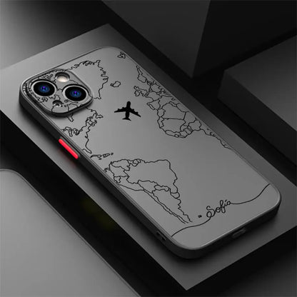 Line Airplane Topographic Back Phone Cover Case for iPhone 14 XS 7 8 15 Plus 13 Mini 16 Pro Max 12 17 Air 16e 11