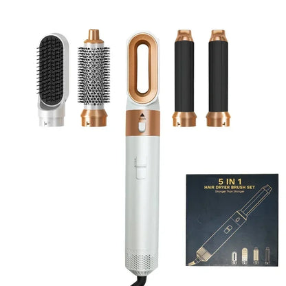 Kit 5 em 1 Secador e Pente Térmico Profissional — Prancha, Cachos e Styling