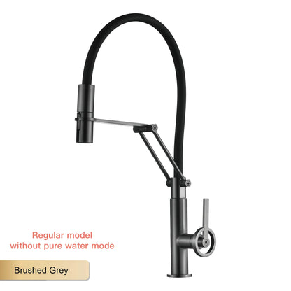Torneira de Cozinha Industrial Bronze Escovado Ouro Rosé — Filtro Separado | Água Quente e Fria