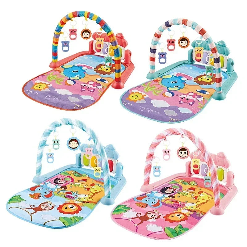 Baby Toys Pedal Piano Toy Music Fitness Rack Newborn Fitness Equipment Game Mat Prone Time Activity Gymnastics Mat 0-1 Years Old