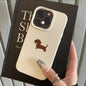 Phone Case For iPhone 11 12 13 14 15 16 17 Pro Max 16E 16 Plus 17 Air Minimalist Brown Dachshund Pattern Soft TPU Cover Funda