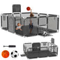 Baby Playpen with Breathable Net, with Basketball Basket and Football Frame, Foldable Activity Centre For Baby, 182 x 122 cm
