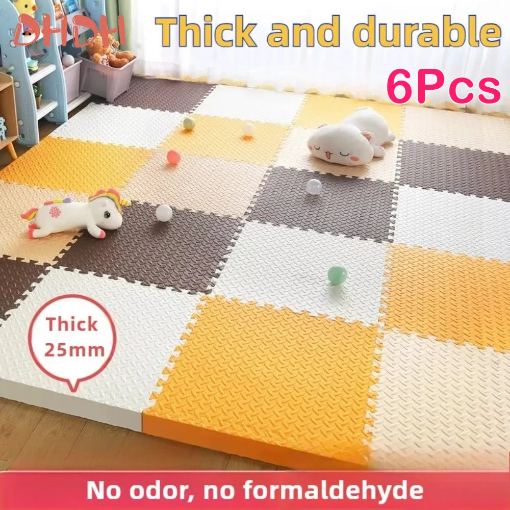 6Pcs 2.5cm Thick  Baby Play Mat Non-Toxic Foam Puzzle Floor Tiles Soft Comfortable Crawling Carpet Mat for Kids Bedroom EVA Mat
